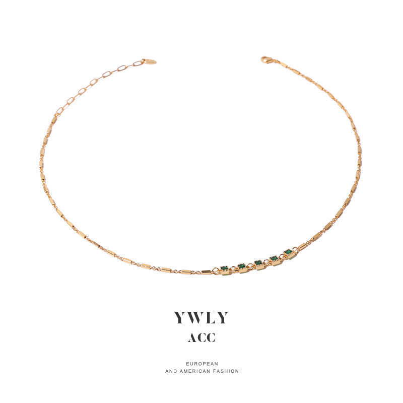 Women's Emerald Zircon Inlaid High-grade Light Luxury Elegant Necklace