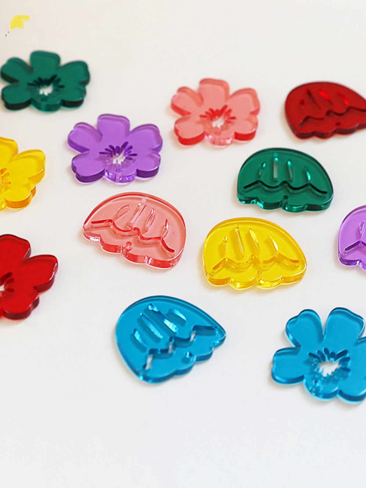 Illustration Line Tulip Flower Leaf Acrylic Handmade Earrings