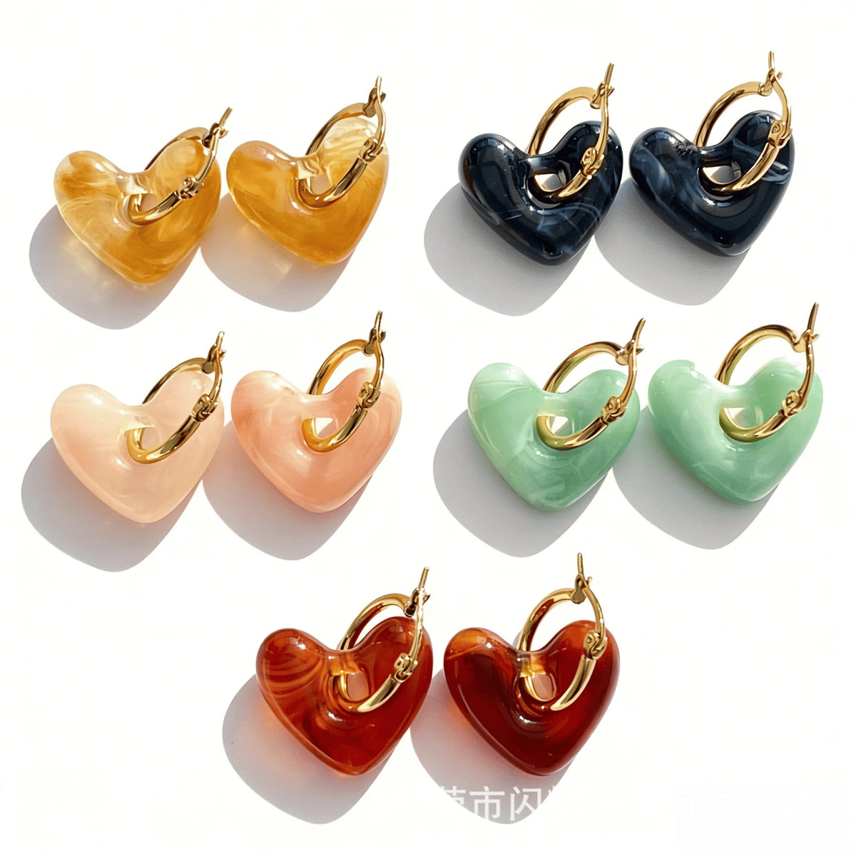 Women's Resin Lovely Geometric Ear Clip Fashionable Simple Stud Earrings