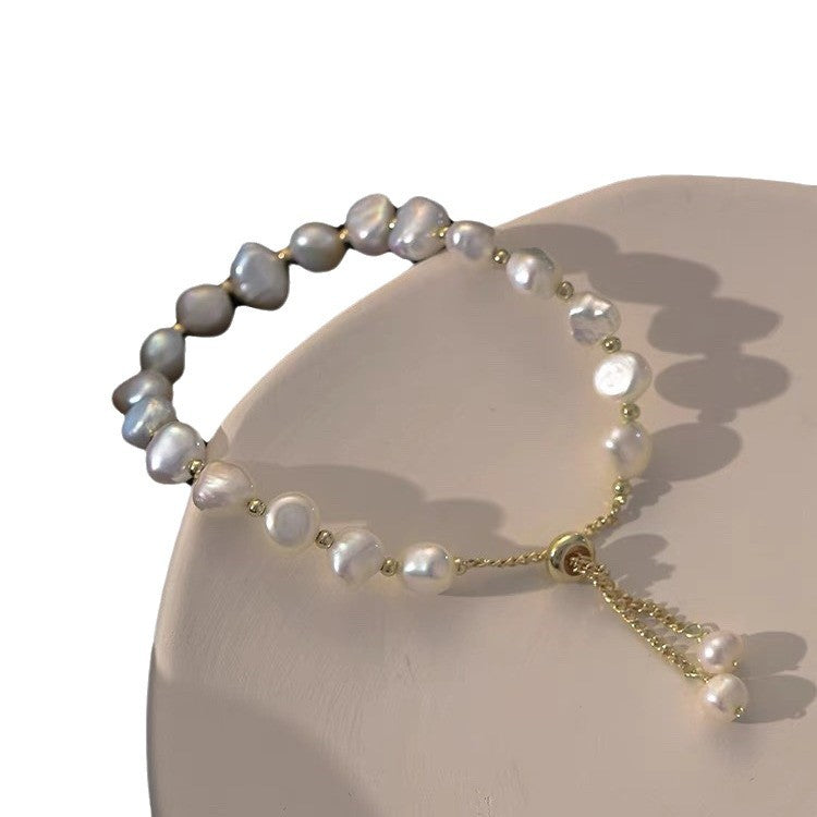 Women's Retro Irregular Freshwater Imitation Pearl Pull-out Adjustable Bracelets
