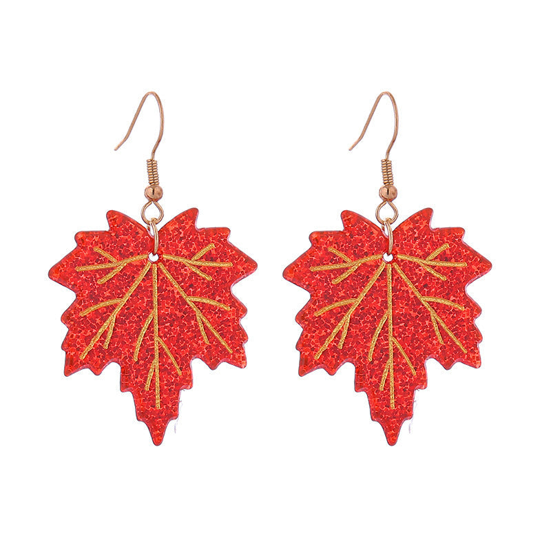 Autumn Thanksgiving Turkey Maple Leaf Party Funny Earrings