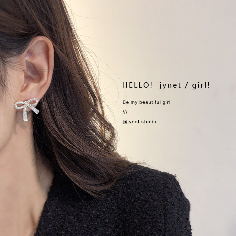 Women's Full Diamond Sier Summer Niche Vertical Stud Earrings