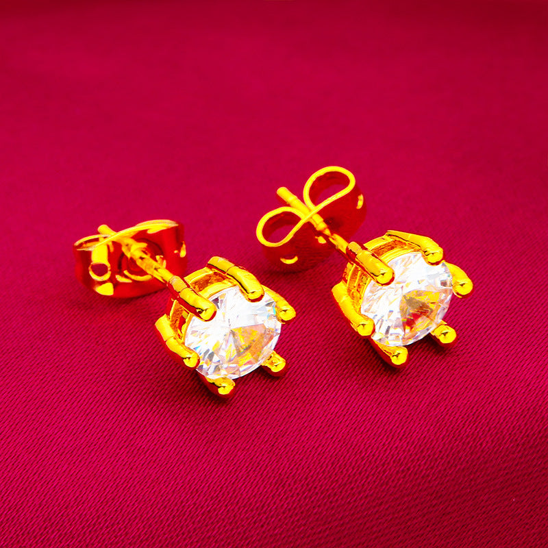 Women's Vietnam Placer Gold Suit Ear White Jewelry Set