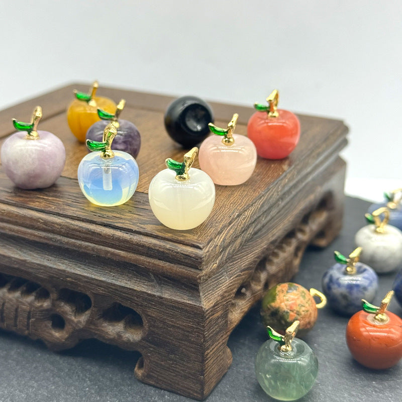 Apple Natural Stone Crystal Agate Amethyst Pink Pendants