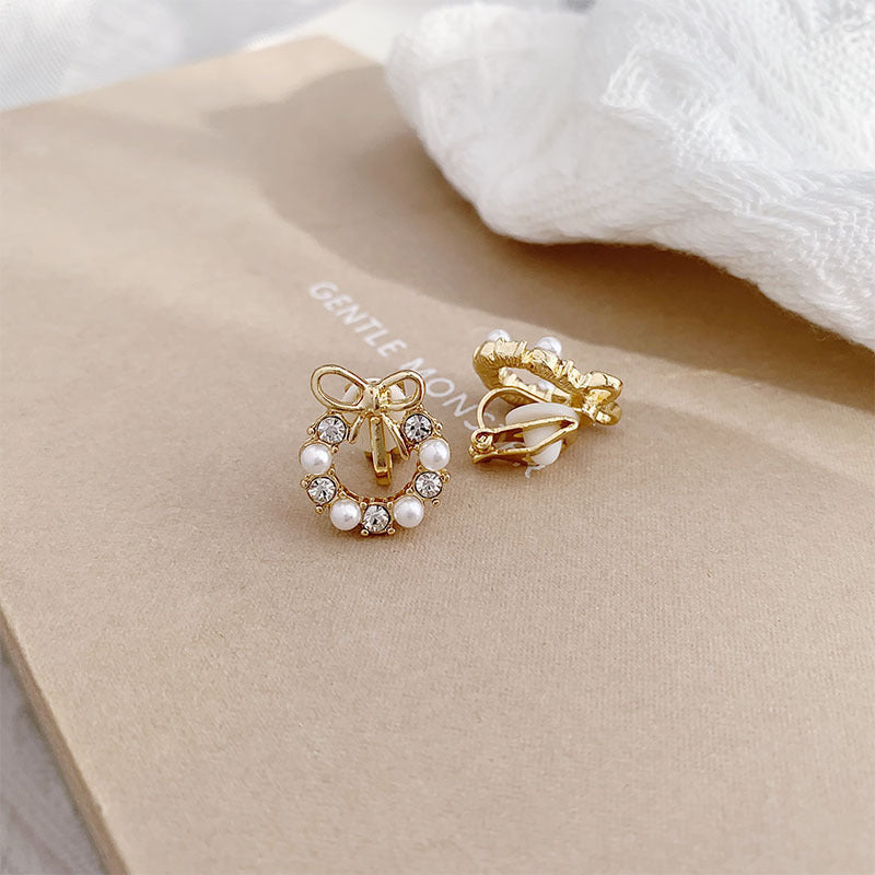 Women's Sier Bow Pearl Round Simple Compact Light Luxury Rings