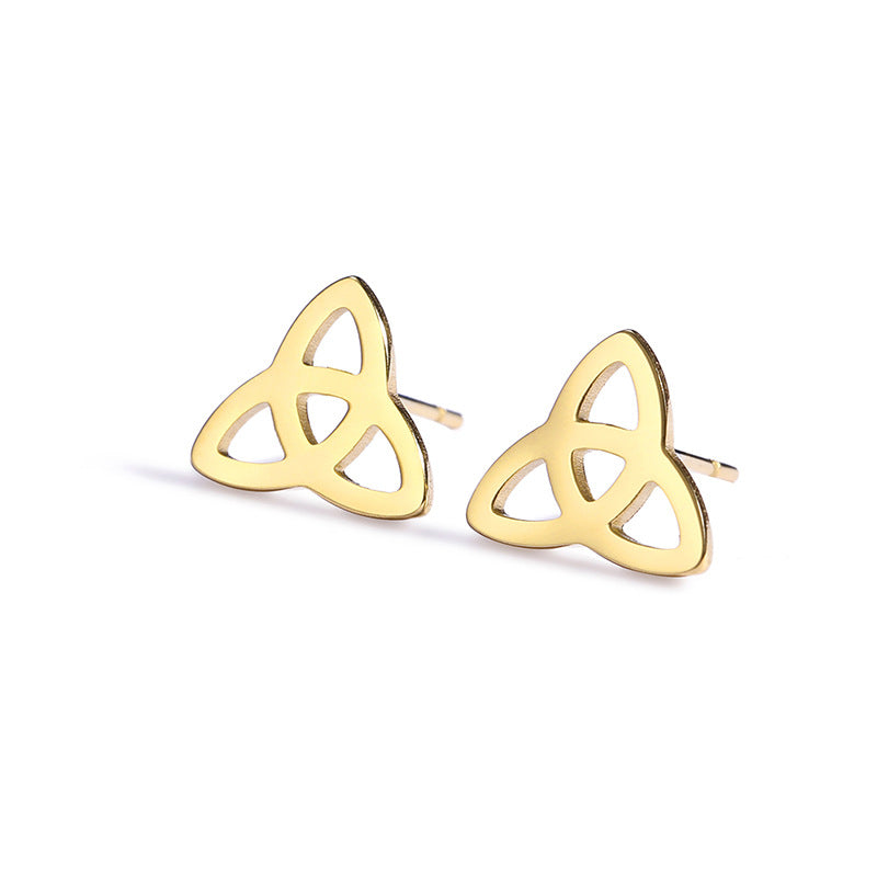 Cutting Real Gold Plating No Fading Allergy Celtic Knot Stud Earrings