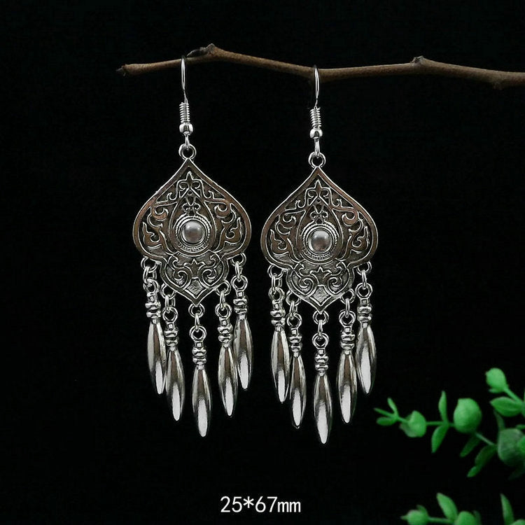Women's Tibetan Sier Miao Eardrops Classical Ethnic Style Earrings