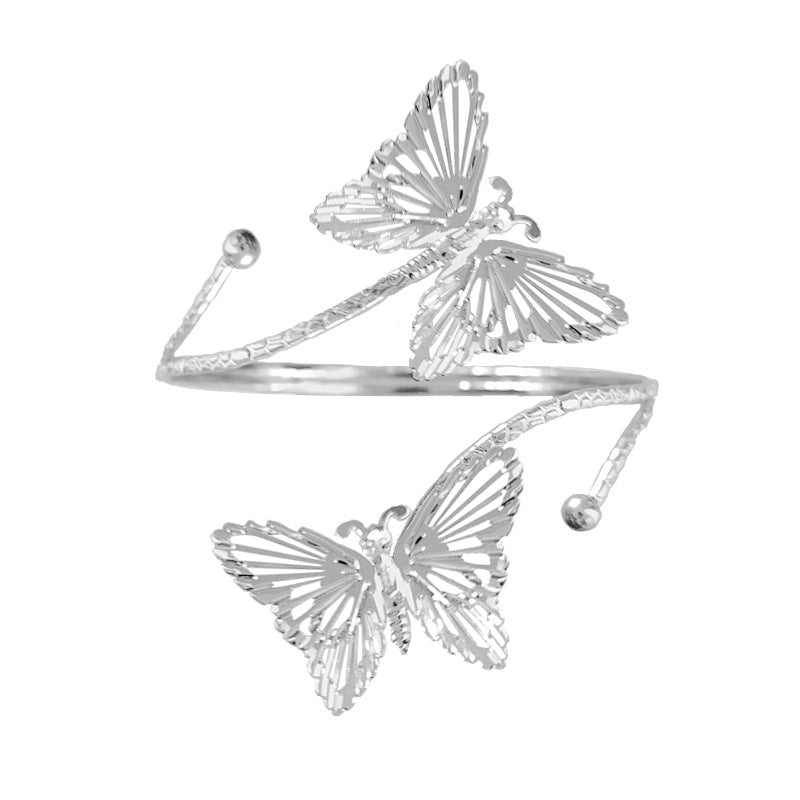 Fashion Butterfly Exaggerated Metal Flower Armband Bracelets