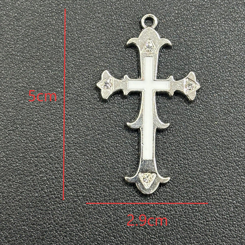 Graceful Oil Dripping Alloy Cross Jeweled Pendant