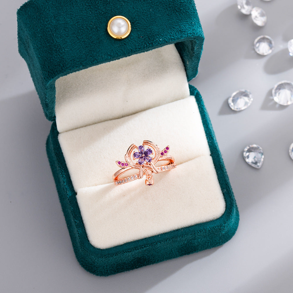 Original God Eight Heavy Micro Inlaid Purple Element Zircon Anime Rings
