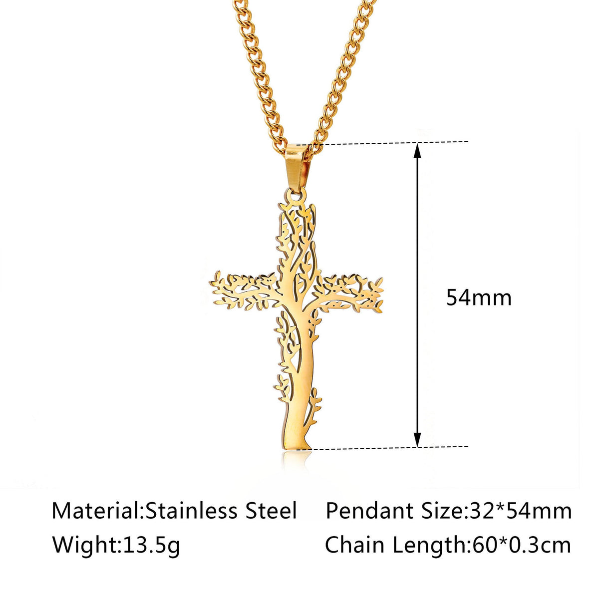 Men's Titanium Steel Lucky Tree Cross Personalized Hip Hop Fashion Necklaces