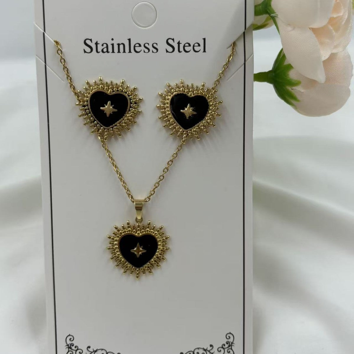 Women's Drop Peach Heart Stainless Steel Gold Earrings