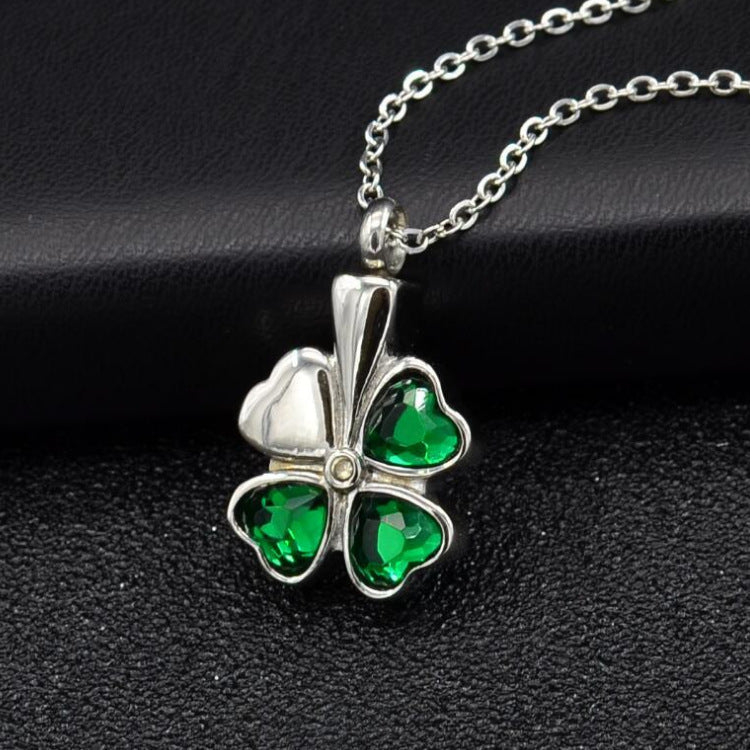 Relatives Pet Remains Hair Cinerary Casket Personality Lucky Four-leaf Necklaces