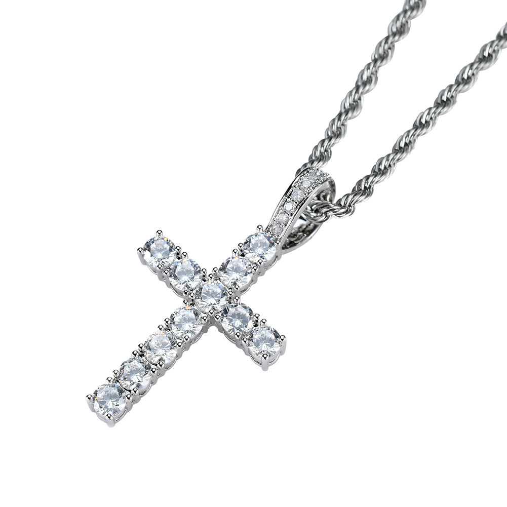 Women's & Men's Cross Hip Hop Ear Rap Personality Copper Inlaid With Pendant