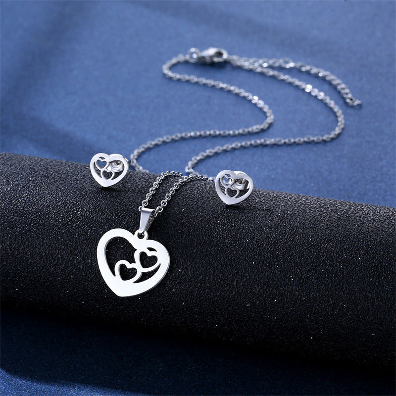 Women's Stainless Steel Suite Fashion Geometry Pattern Animal Love Jewelry Set