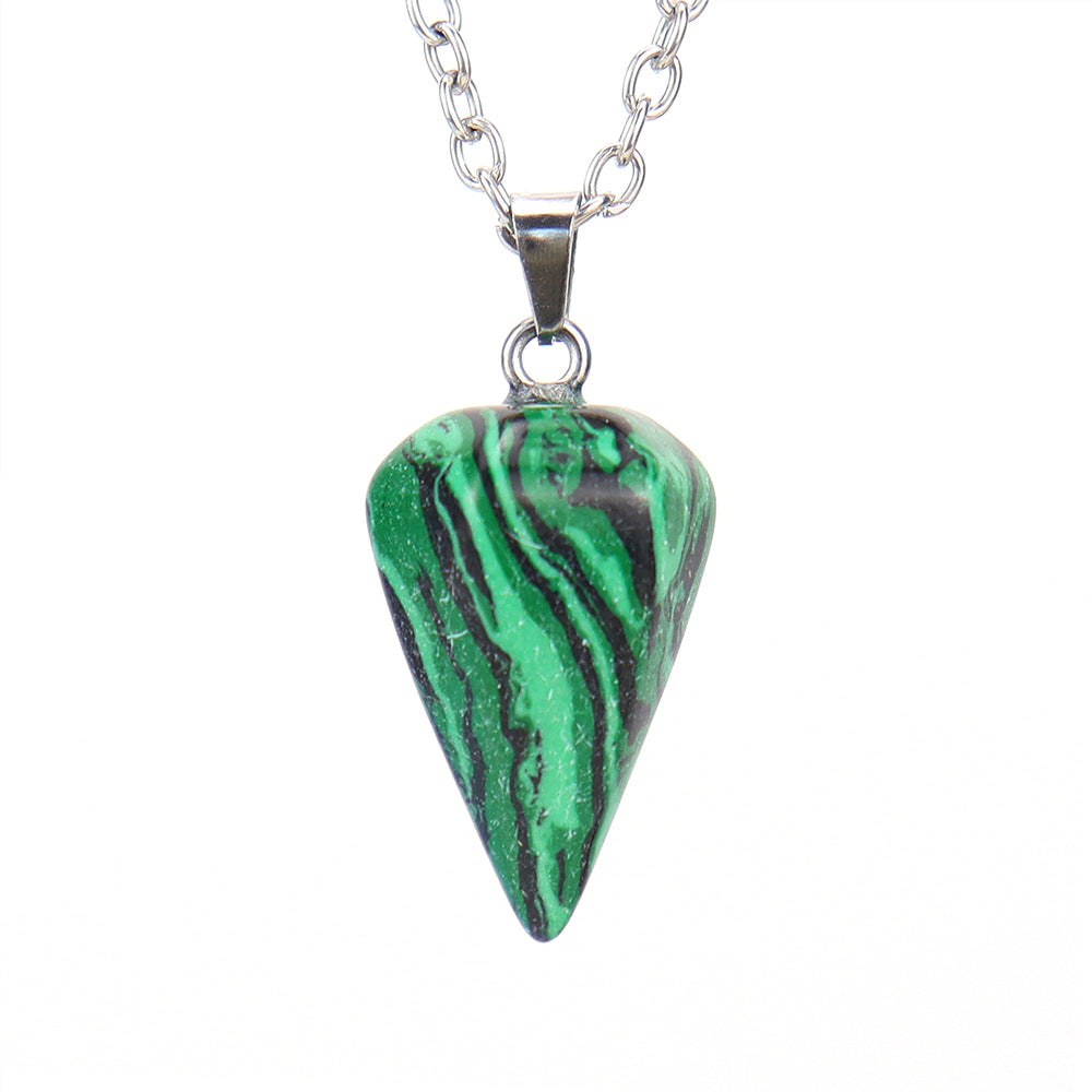 Stone Crystal Faceted Tapered Hexagon Prism Bullet Necklaces