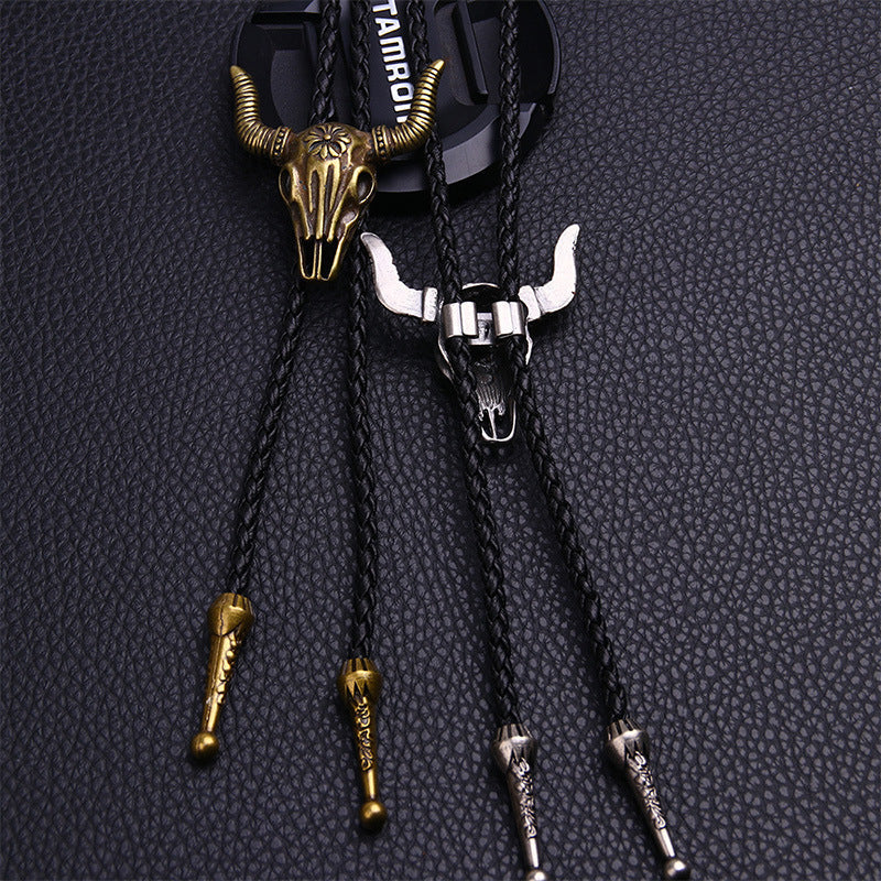 Men's Long Leather Cow Head Fashion Vintage Necklaces