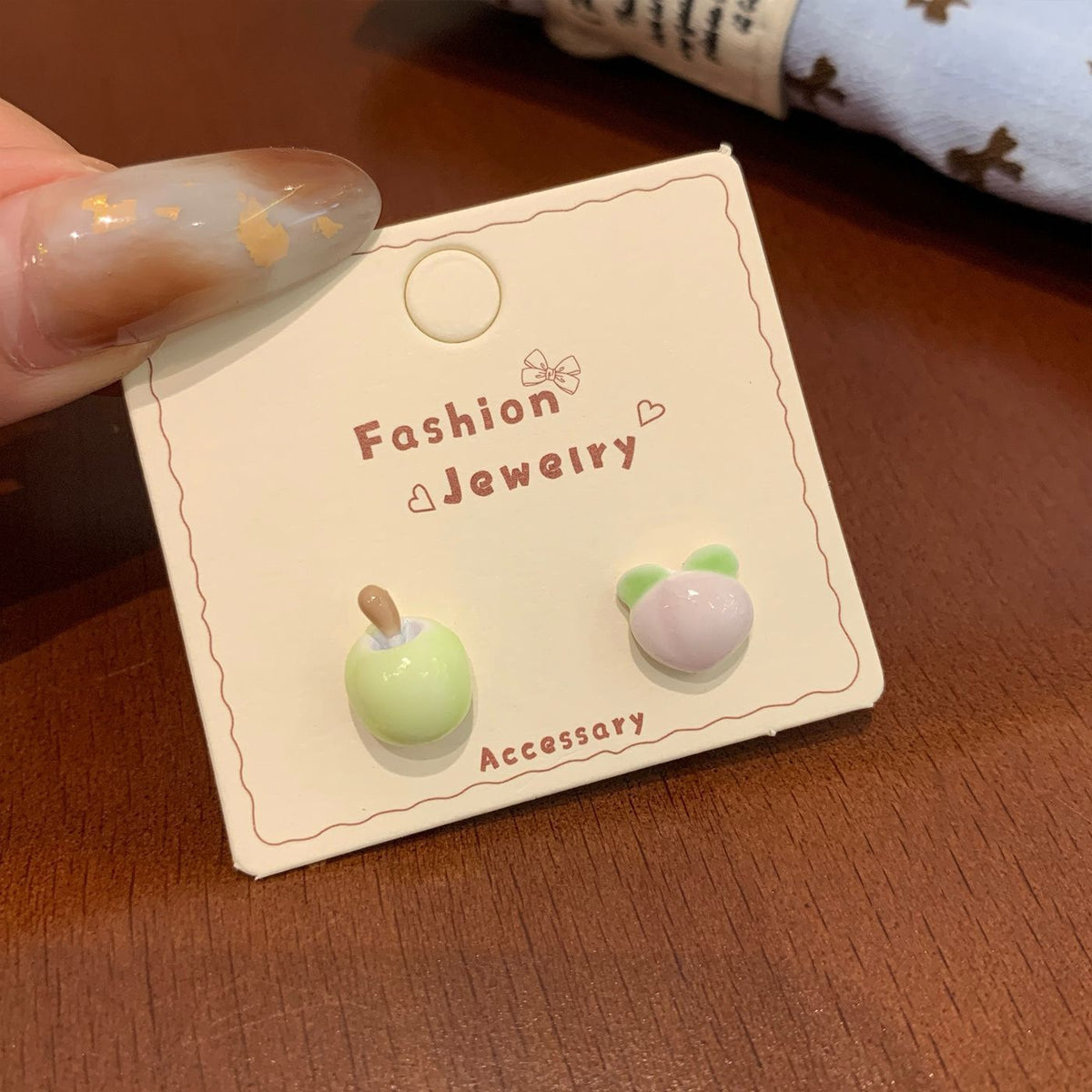 Colorful Fruit Cat Female Sier Needle Cartoon Cute Sweet Design Rings