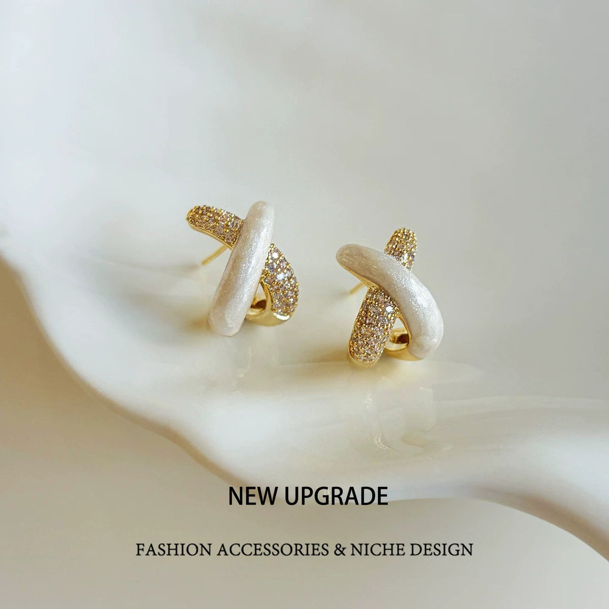 Women's Sier Needle White Cross Unique For Graceful Stud Earrings