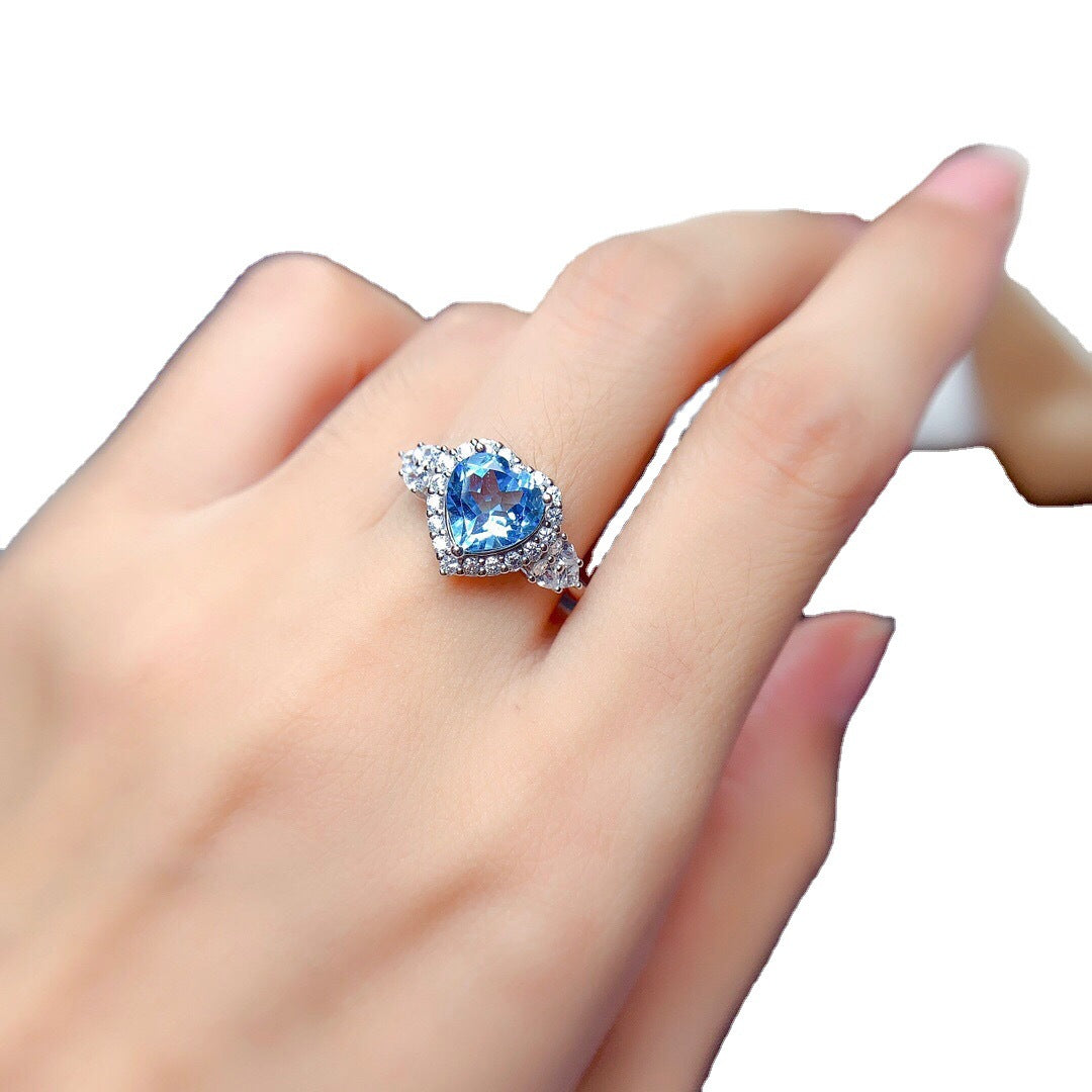 Natural Blue Switzerland Topaz Eardrop Mozambique Rings