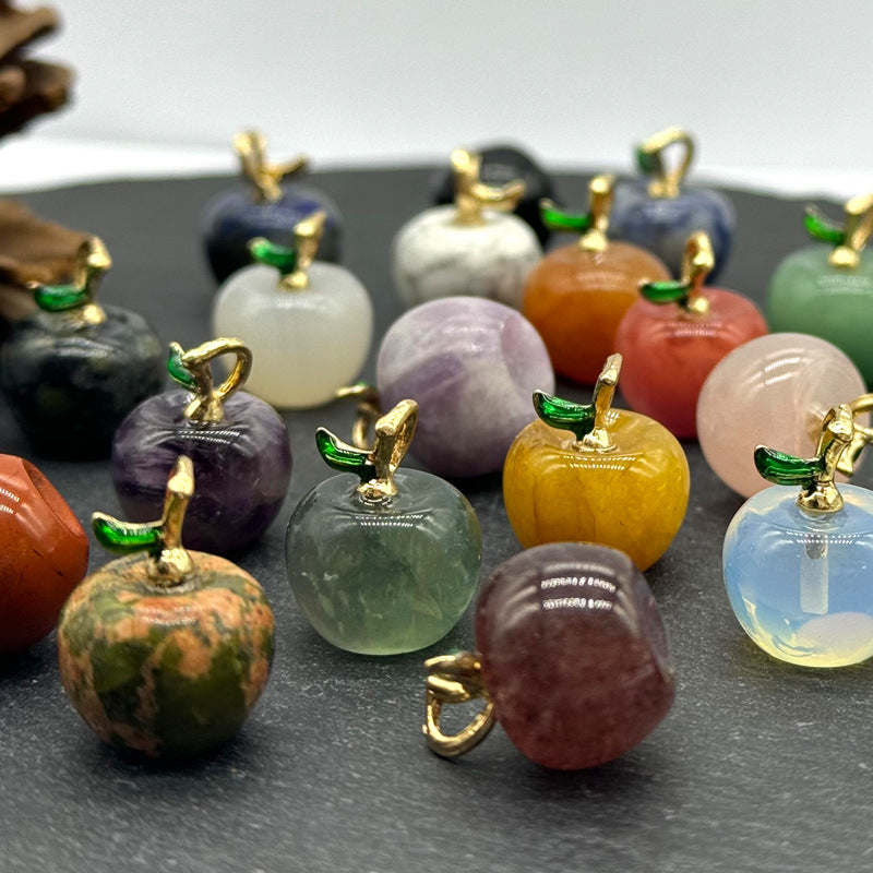Apple Natural Stone Crystal Agate Amethyst Pink Pendants