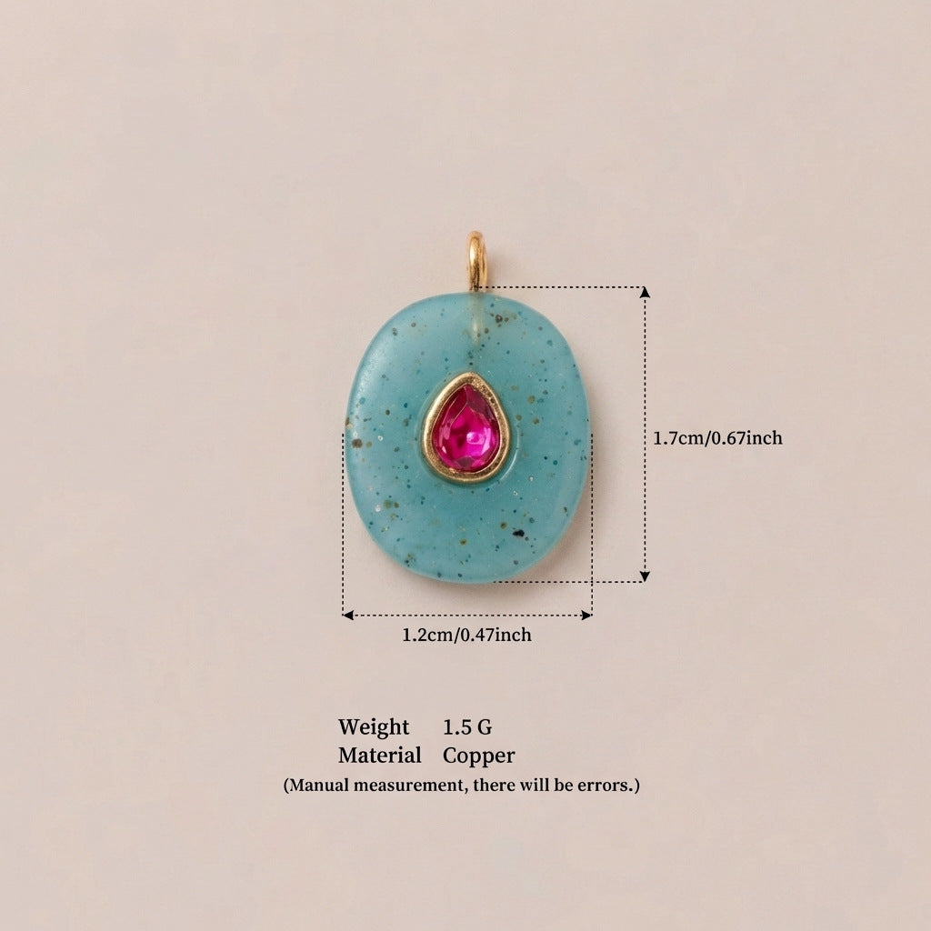 Birthstone Zircon Round Square Glass Gold Pendant