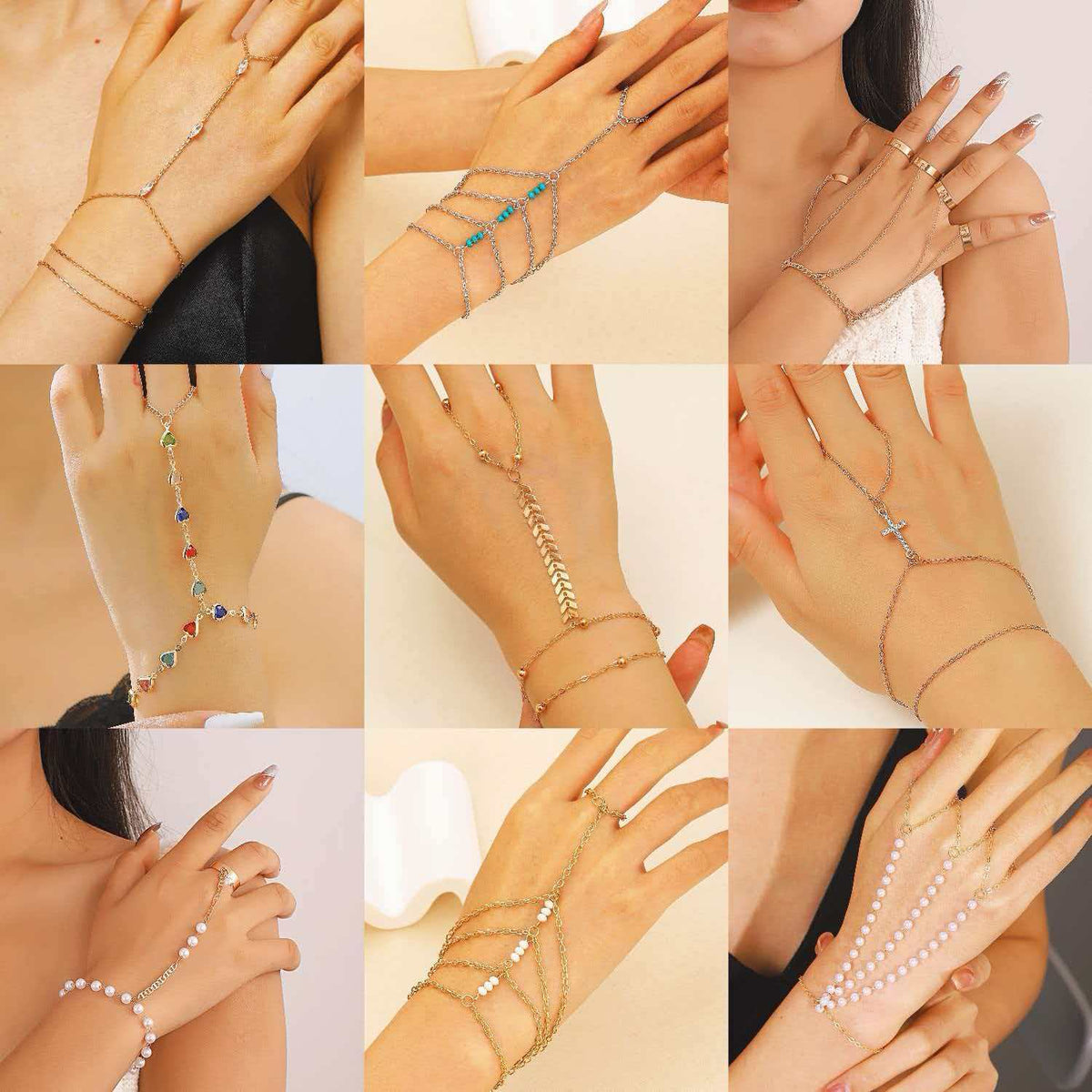 Butterfly Love Pearl Finger Hip Hop Exaggerated Bracelets