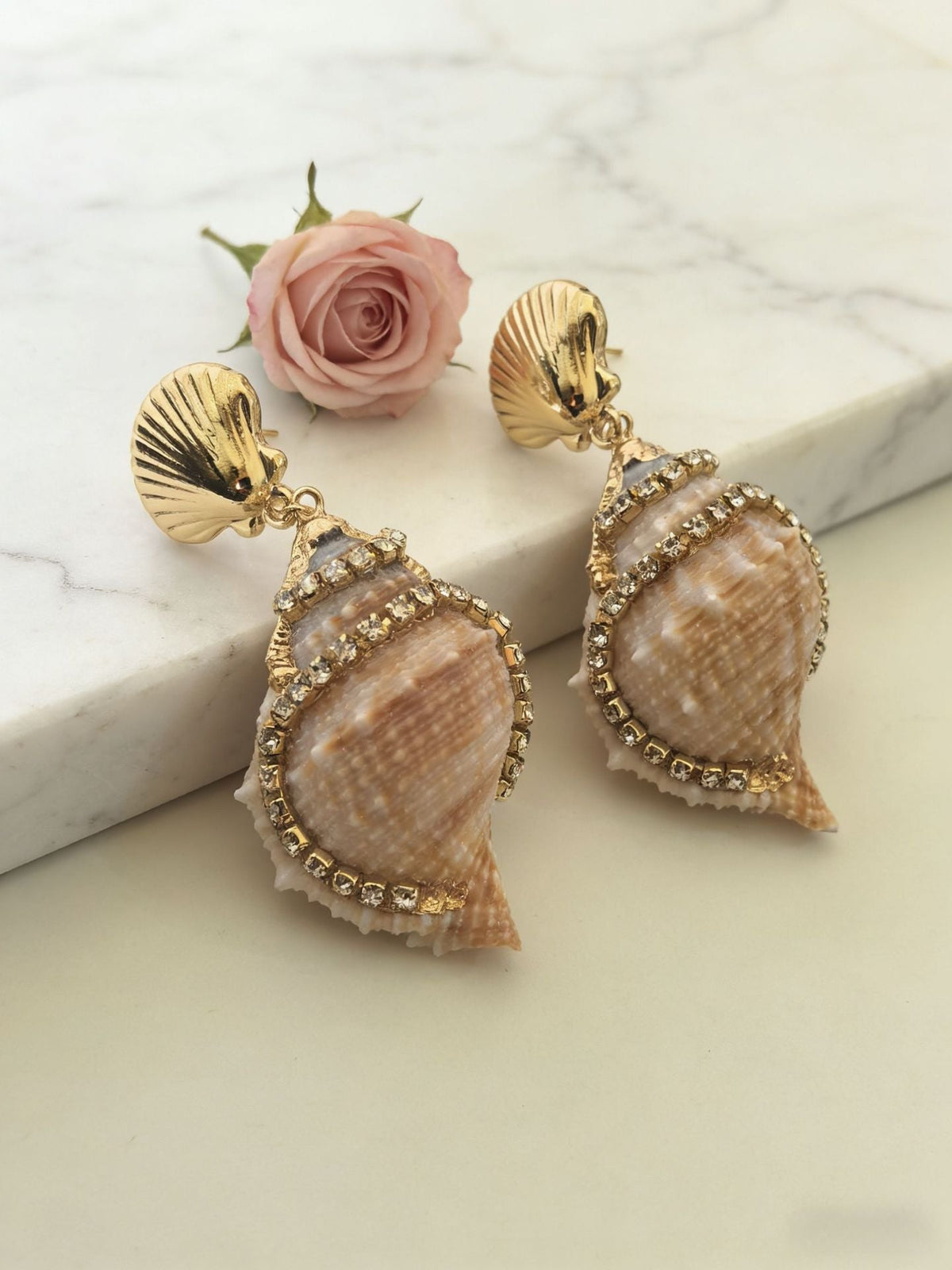 Ocean Style Natural Shell Conch Long Earrings