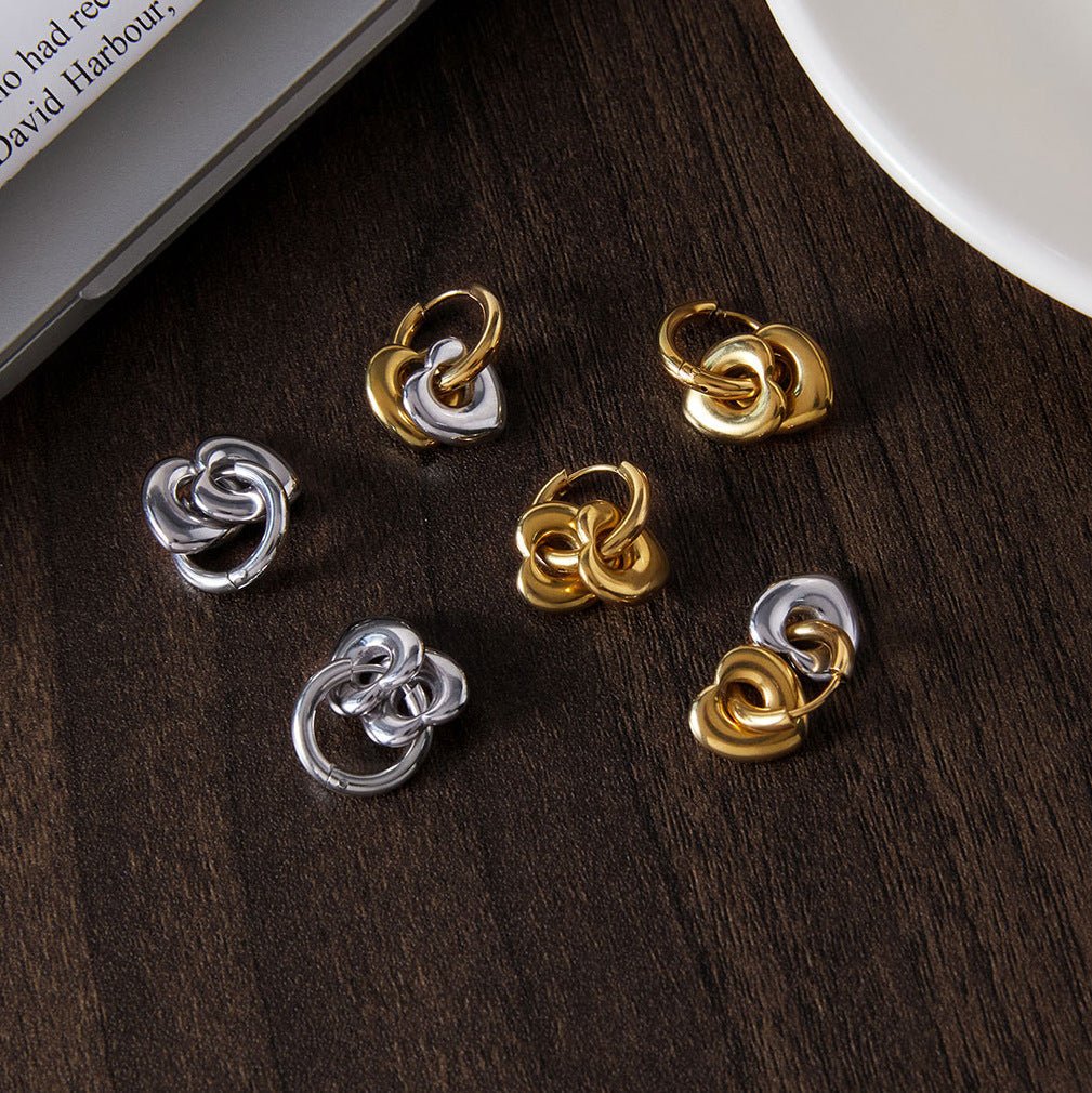 Stainless Steel Love Heart Ear Clip Earrings