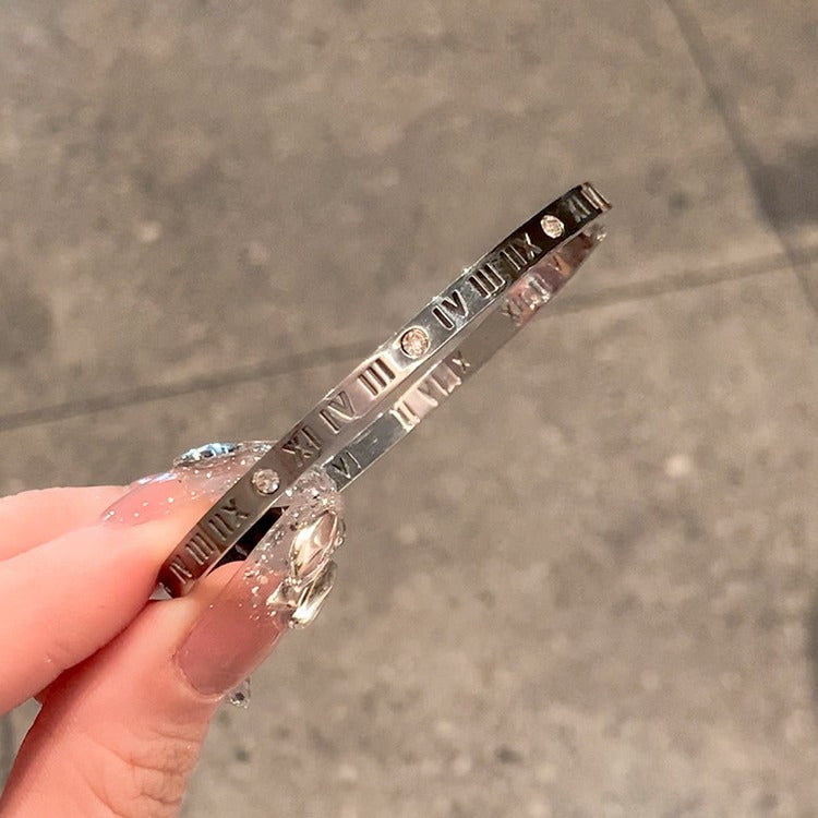 Women's Digital Titanium Steel Zircon Light Luxury Minority Bracelet