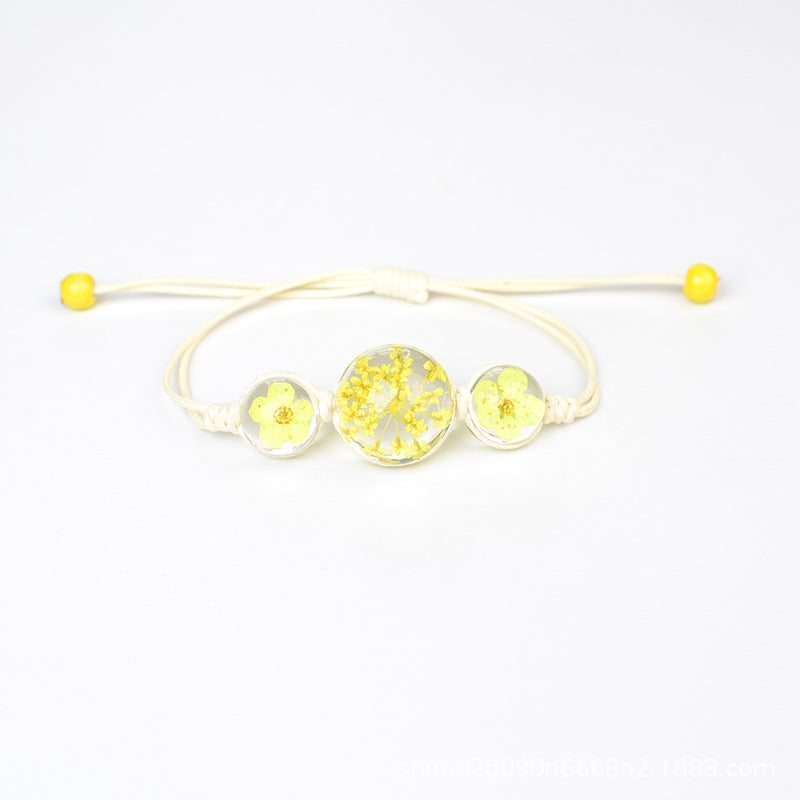 Women's Stone Preserved Fresh Glass Ball Hand-woven Carrying Bracelet