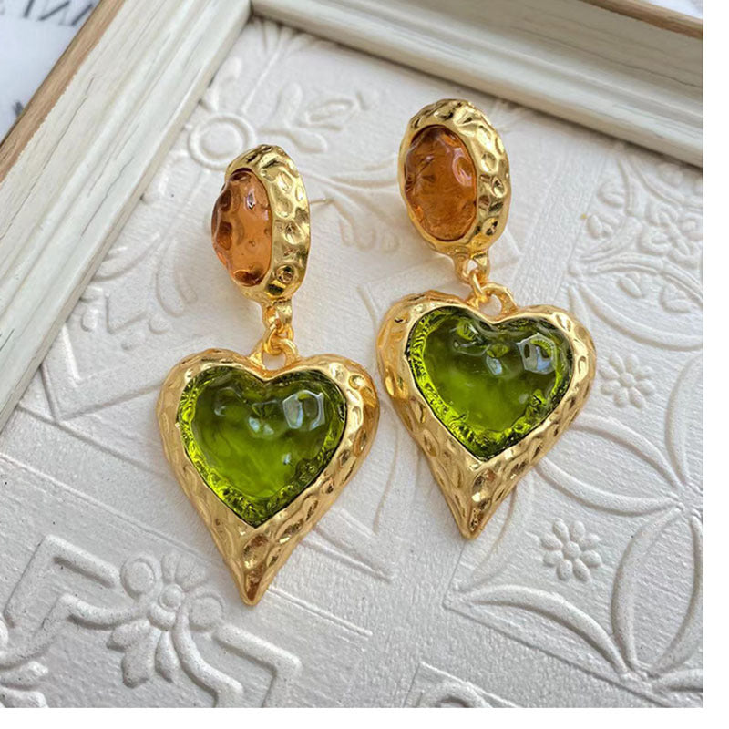 Lava Colored Glaze Love Eardrops Macaron Stud Earrings
