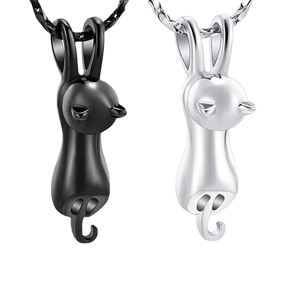 Kitten Perfume Bottle Stainless Steel Titanium Animal Memorial Cremains Design Necklaces