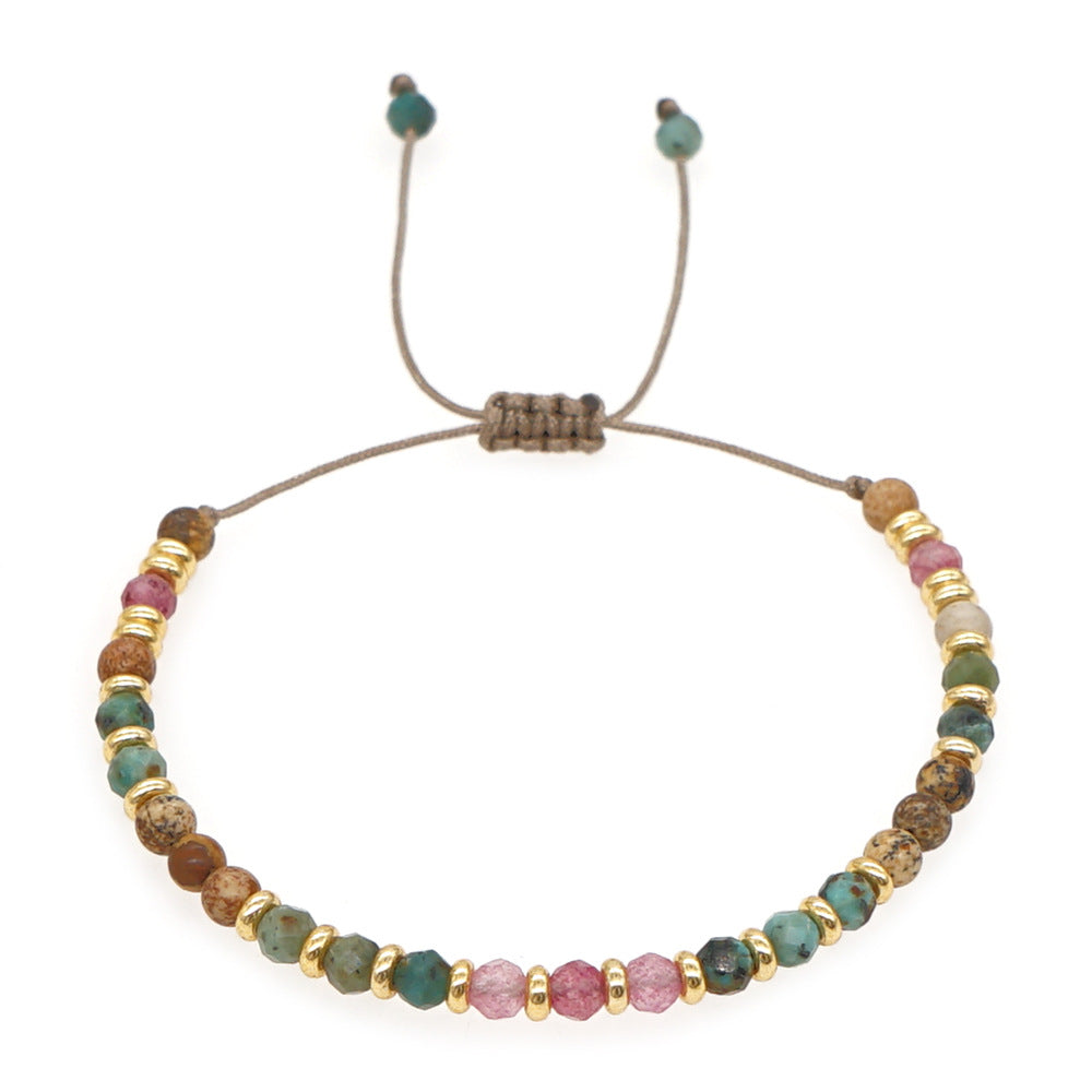 Pulling Rope Design Retro Style Colorful Stone Bracelets