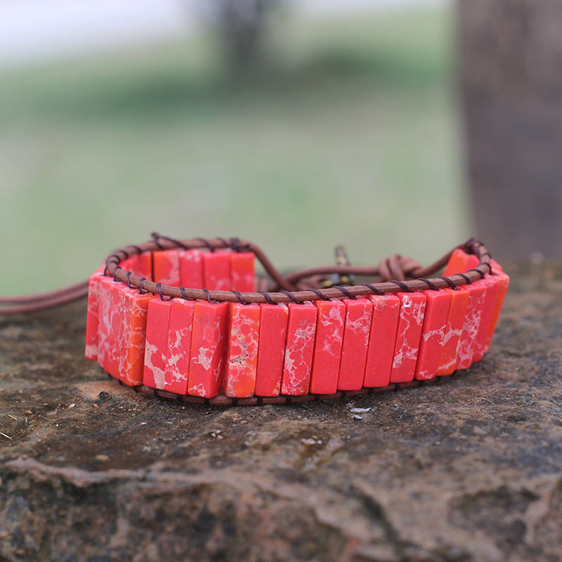 Bohemian Style Natural Stone Lan Di Royal Vintage Hand-woven Bracelet