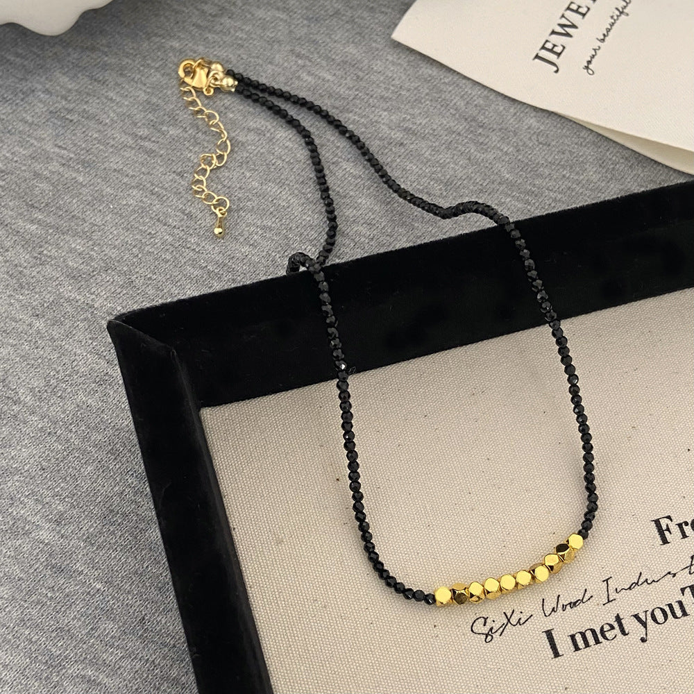 Black Pointed Crystal Clavicle Chain Love National Style High-grade Collar Pendants