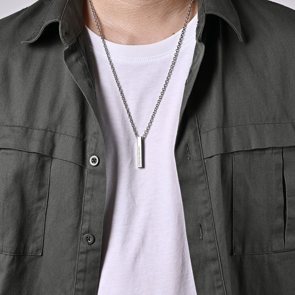 Simple Long Column Glossy Titanium Steel Pendant