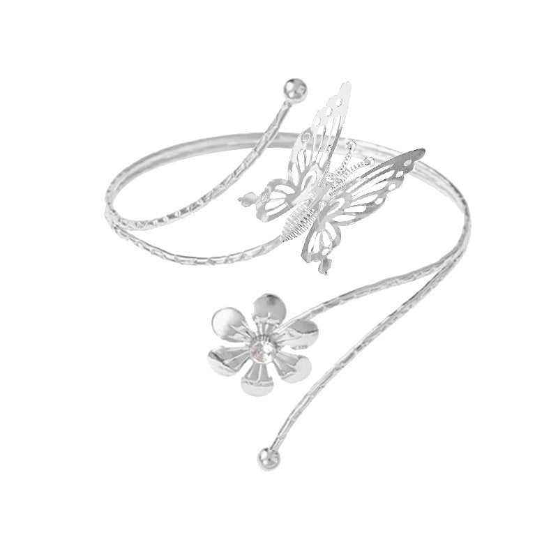 Fashion Butterfly Exaggerated Metal Flower Armband Bracelets