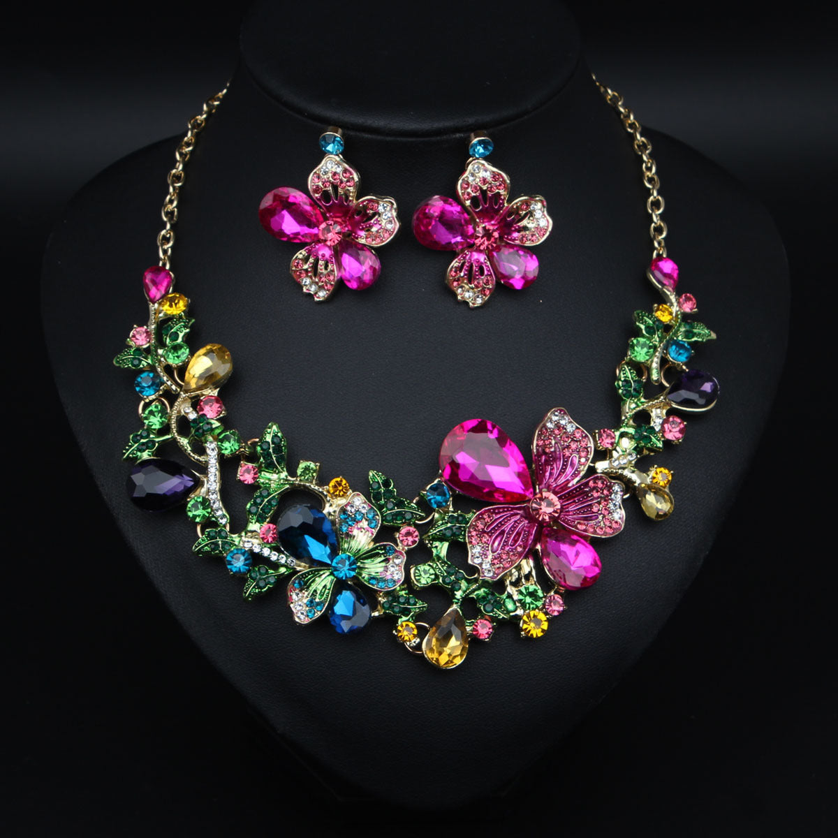 Jewel Flower Crystal Suite Banquet Dress Earrings