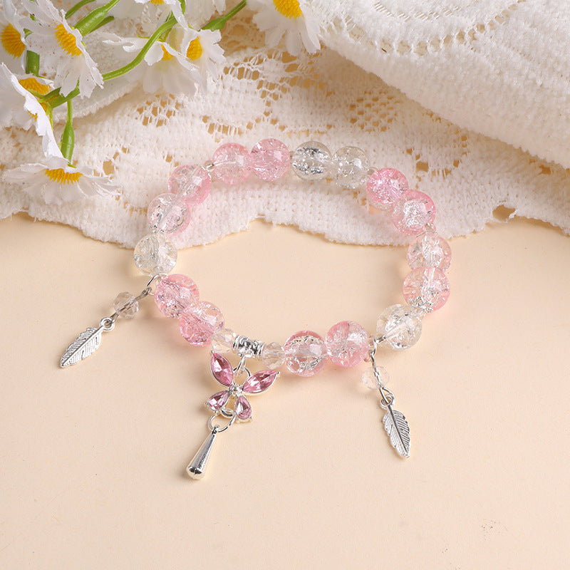 Women's Flower Diamond Butterfly Feather Niche High Sense Small Single Mixed Bracelet