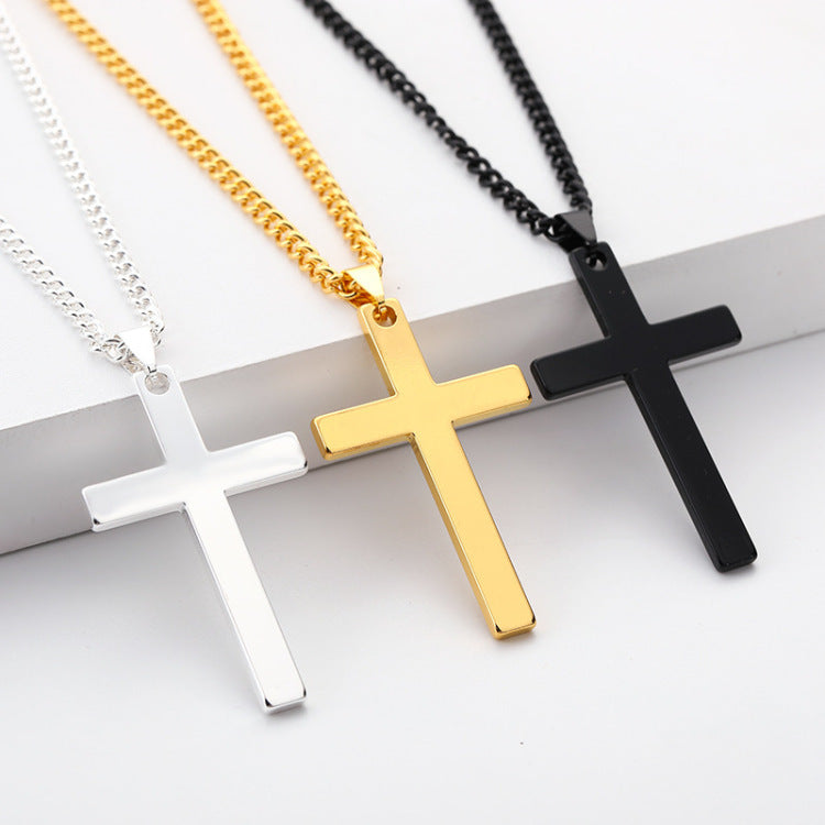 Men's Stainless Steel Cross Shelf Titanium Ornaments Necklaces