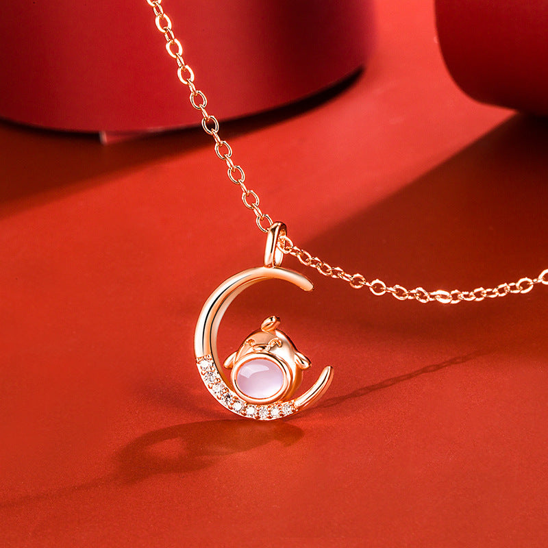 Women's Korean Style Ross Chinese Zodiac Rose Gold Pendant