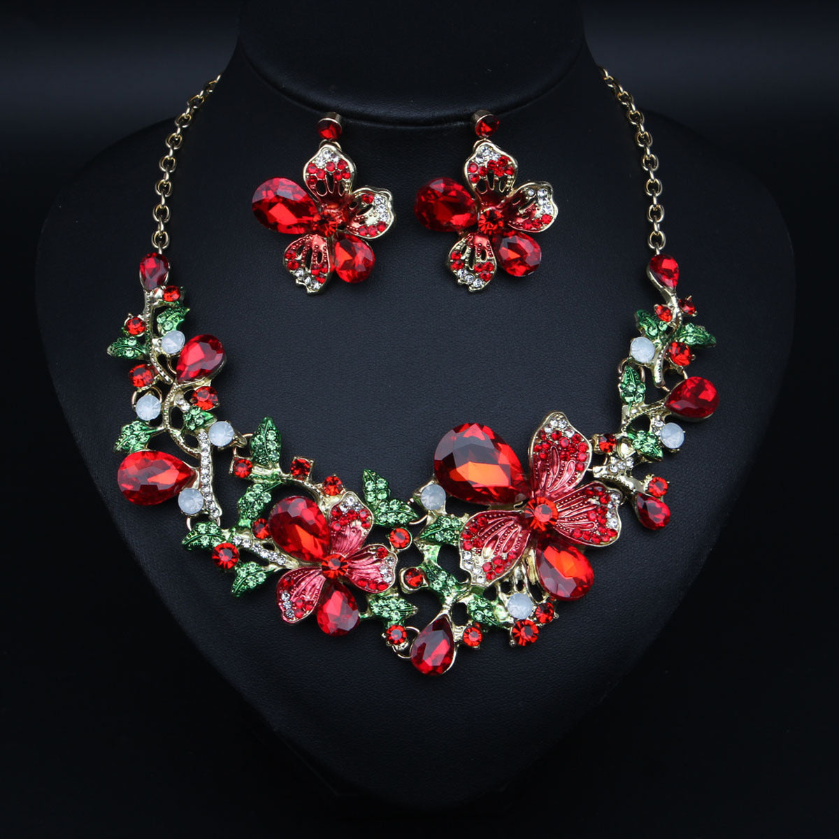 Jewel Flower Crystal Suite Banquet Dress Earrings