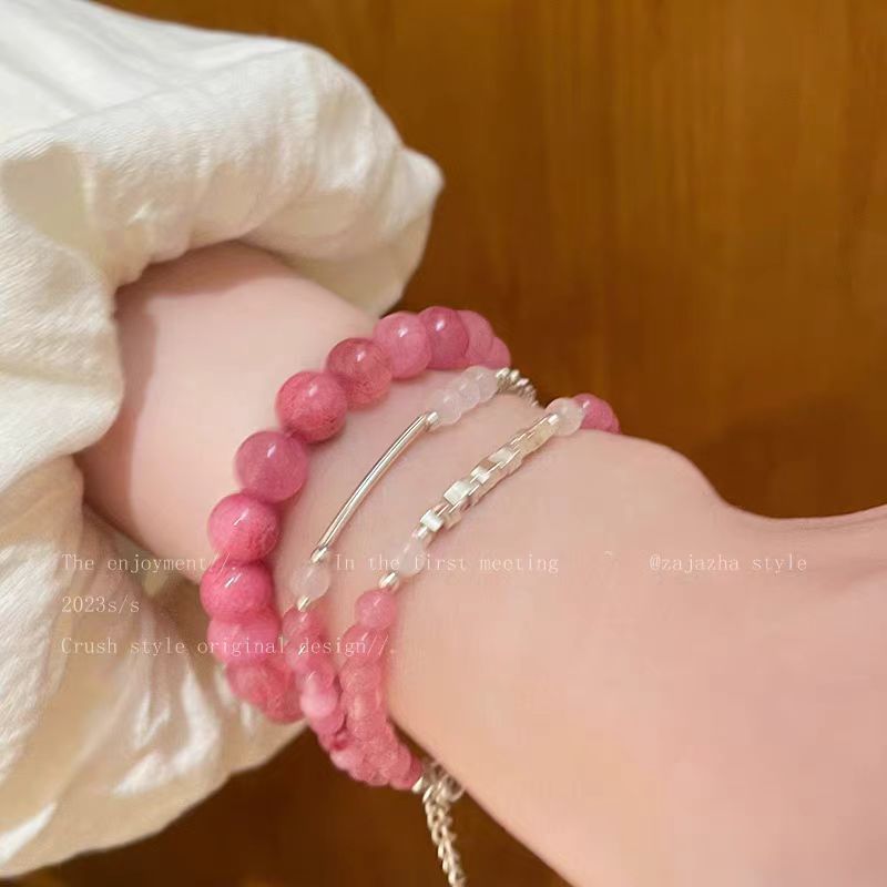 Pink Peach Blossom Crystal Niche High-grade Bracelets