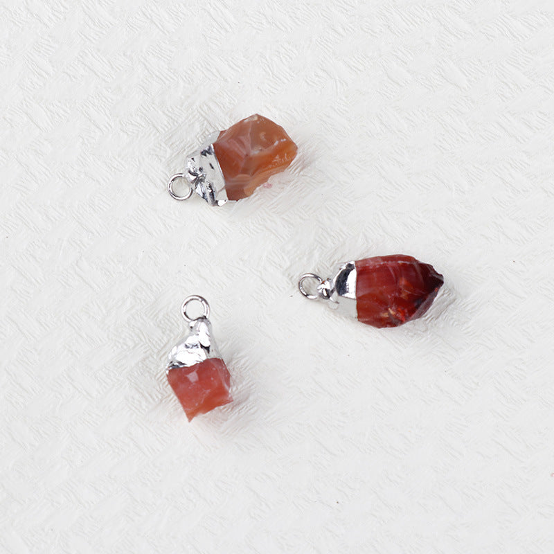Natural Amethyst Rock Sier Gilded Hemming Irregular Pendants