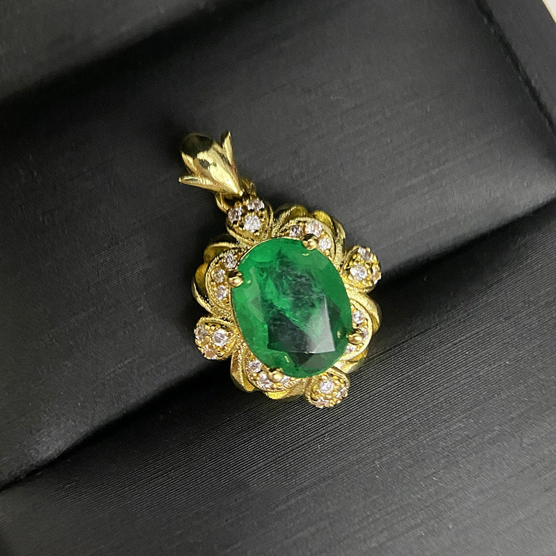 Vintage Imitation Blue Main Stone Carved Pendants