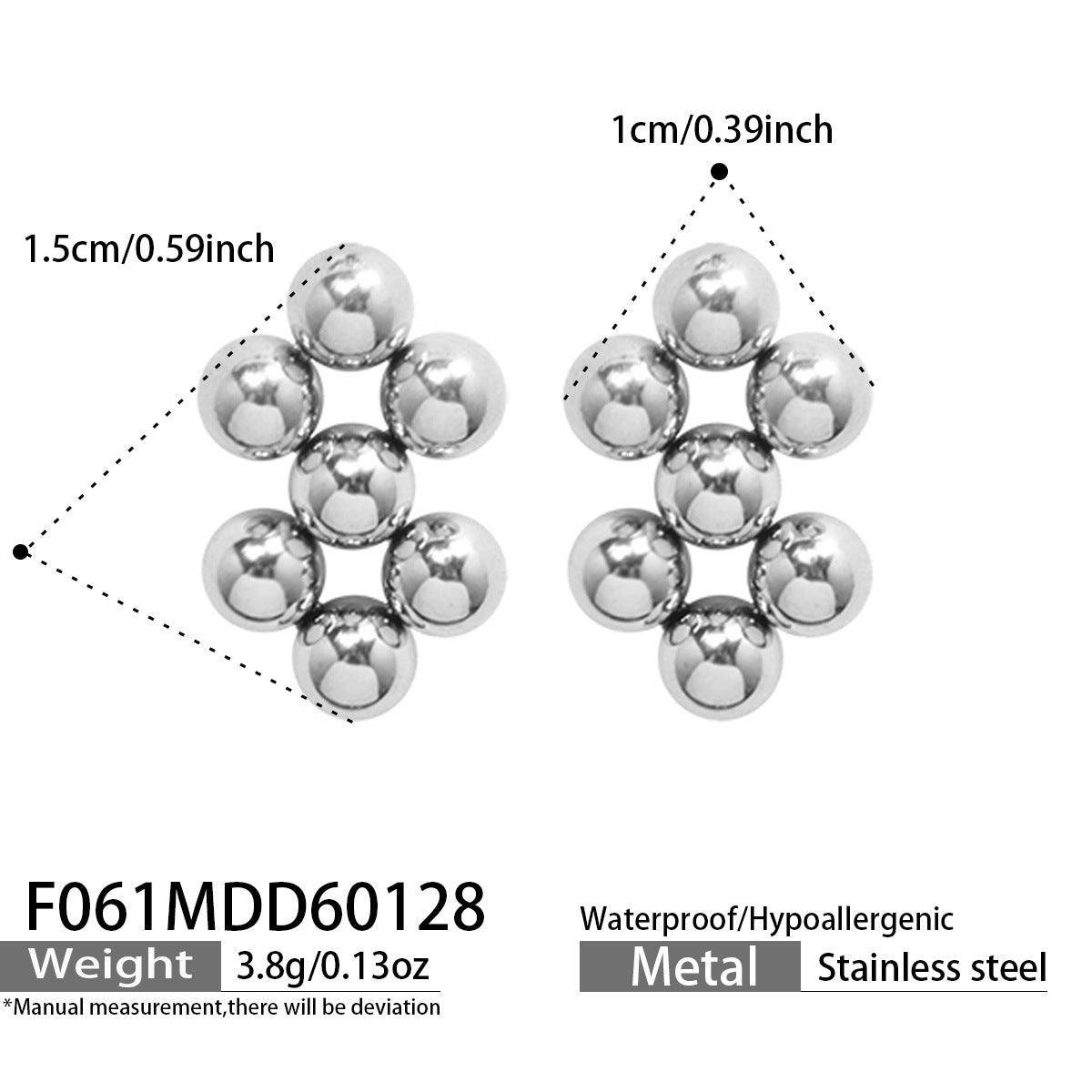 Niche Geometric Steel Ball Stitching Ear Design Fashion Simple Jewelry Set