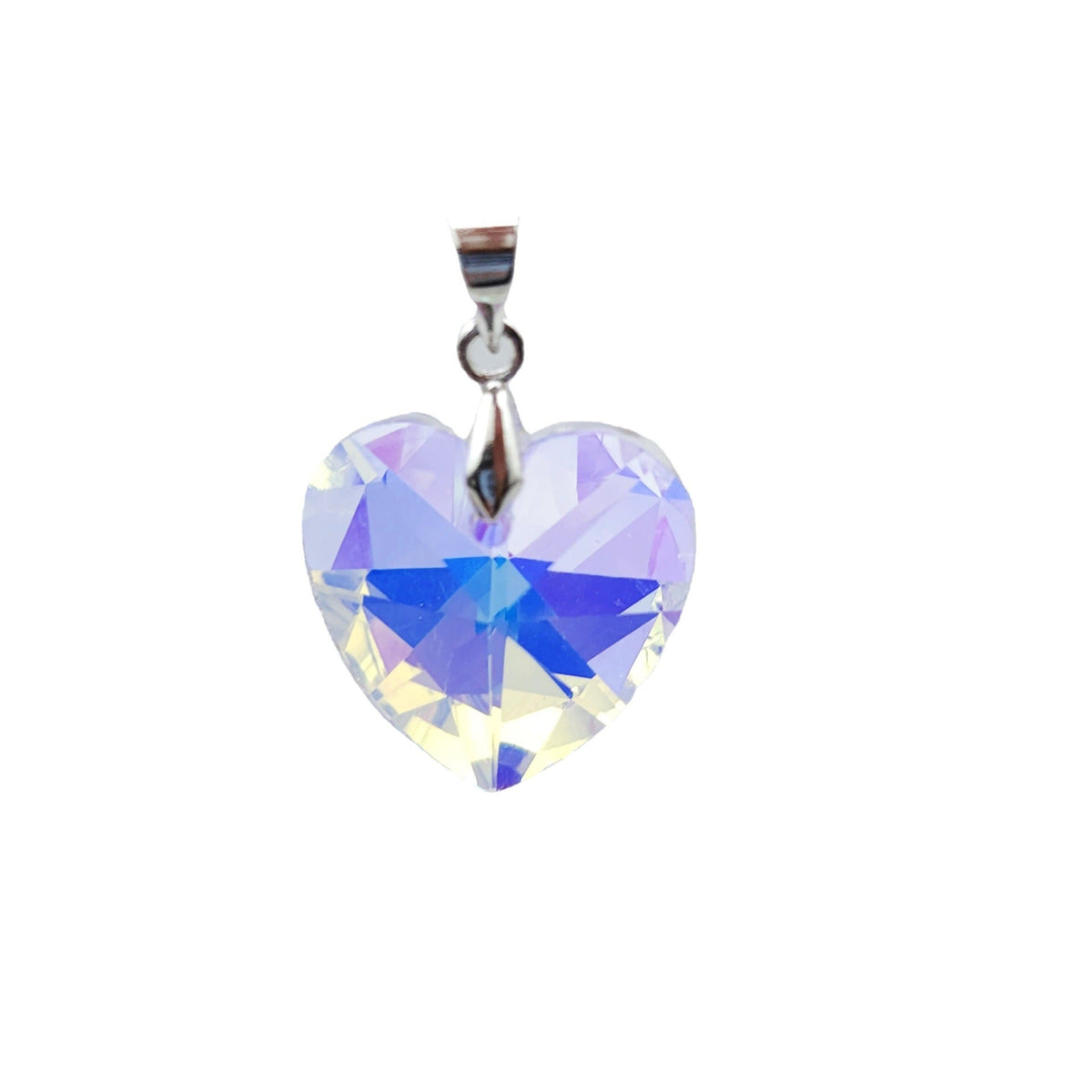 Peach Heart Crystal Heart-shaped Electroplated Aurora Pendant