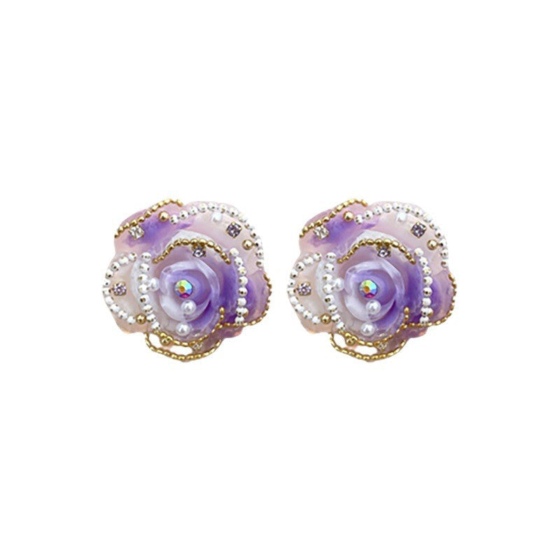 Sier Pearl Flower Temperamental Niche High-grade Earrings