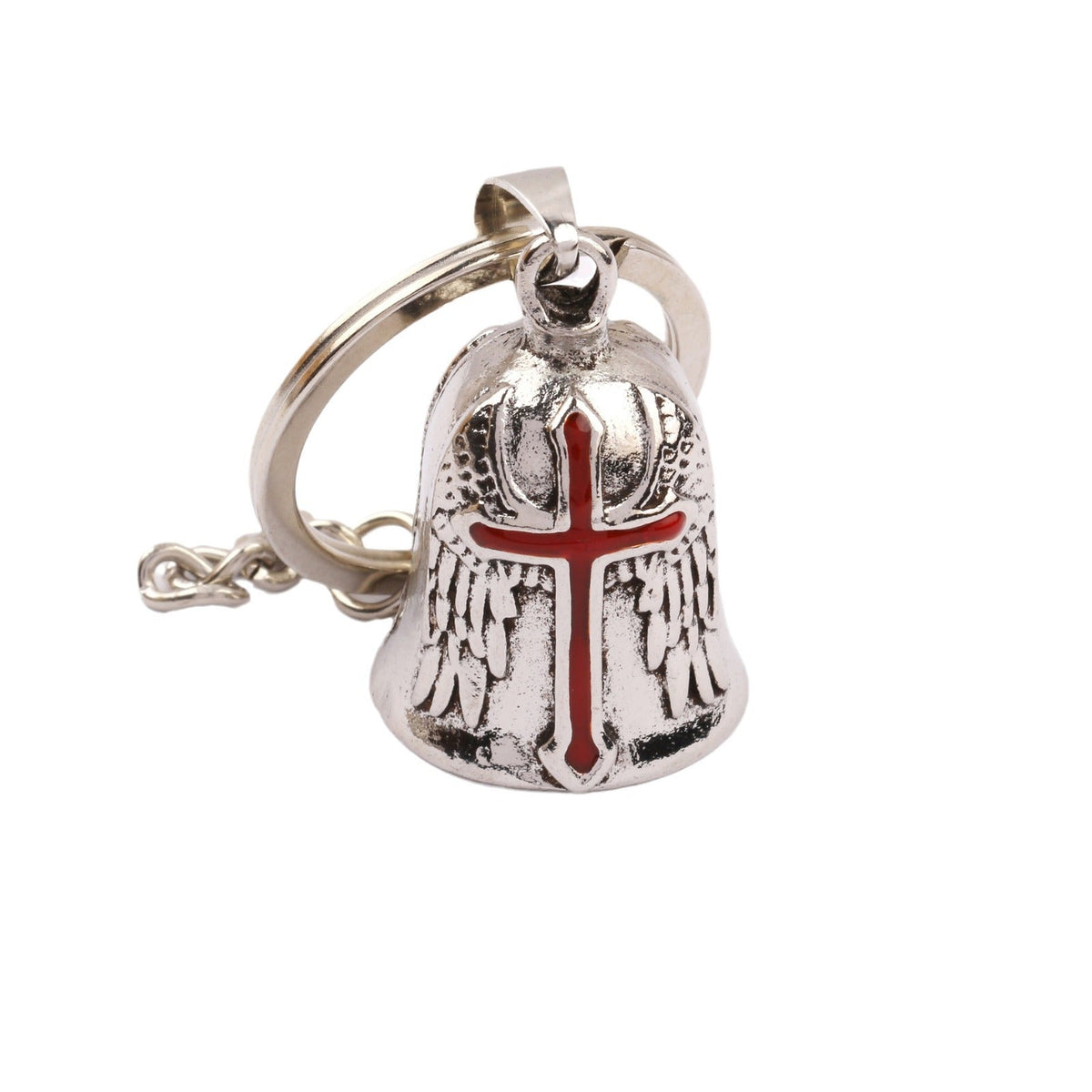 Dripping Cross Retro Punk Angel Wings Motorcycle Lucky Bell Key Necklace